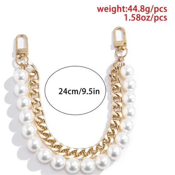 Faux Pearls & Gold Tone Purse Chain Extender / Bag Chain Charm - Picture 7 of 8